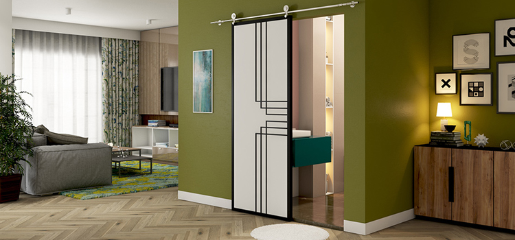 sliding bathroom door installation in Davis